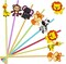 24pcs Reusable Forest Animals Crazy Straws, Drink Cocktail Straws for Lion Fox Zebra Giraffe Safari Birthday Party Supplies Favors, Woodland Party Favors with 2 Cleaning Brushes 6 Colors